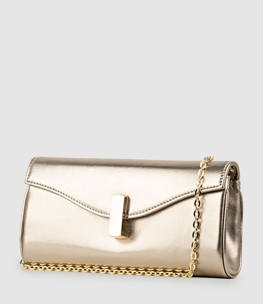 NAIA Foldover Clutch in Rosegold | Edward Meller