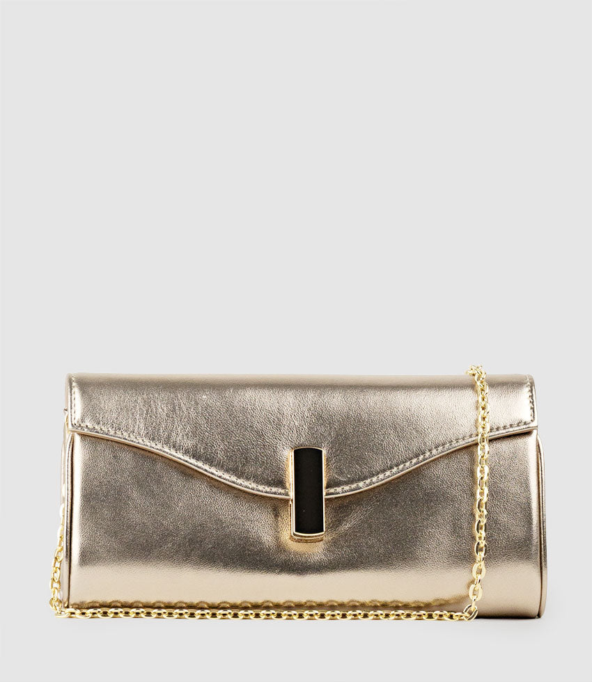 NAIA Foldover Clutch in Rosegold | Edward Meller