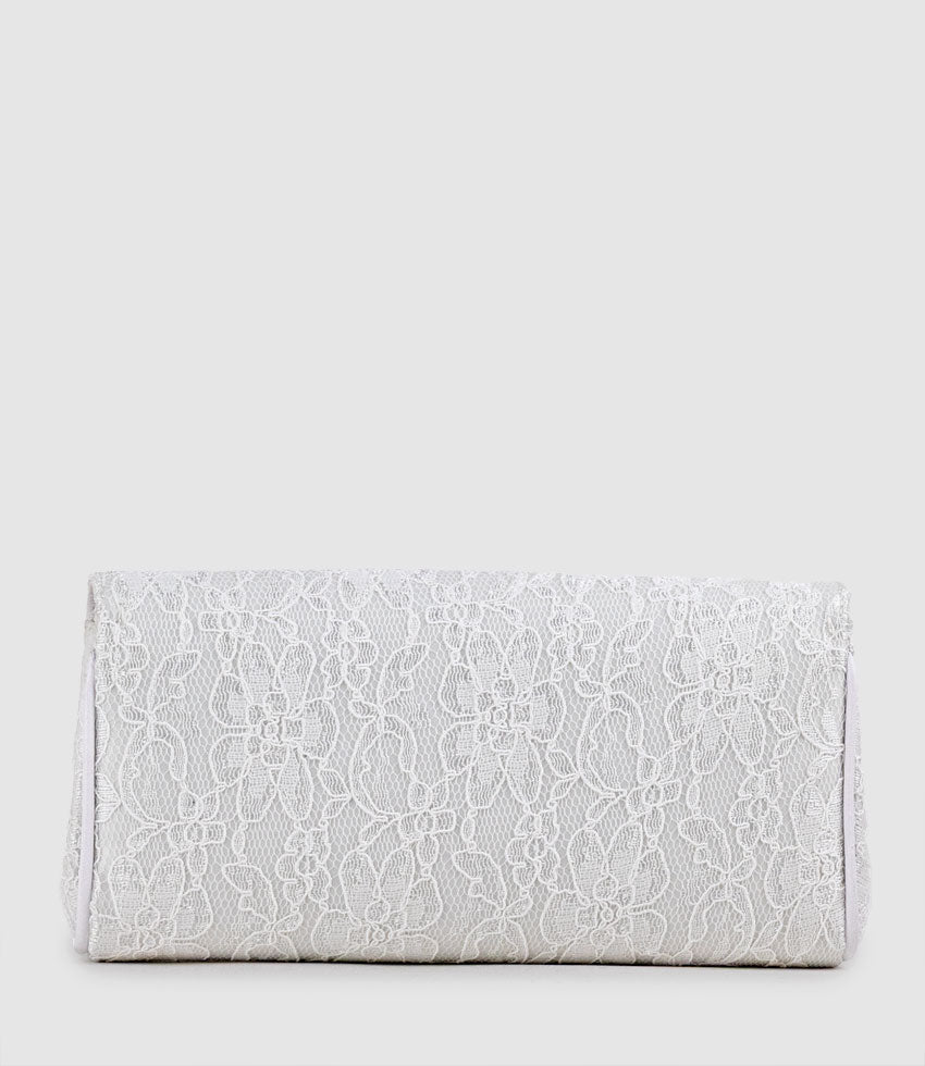 NAIA Foldover Clutch in White Lace - Edward Meller