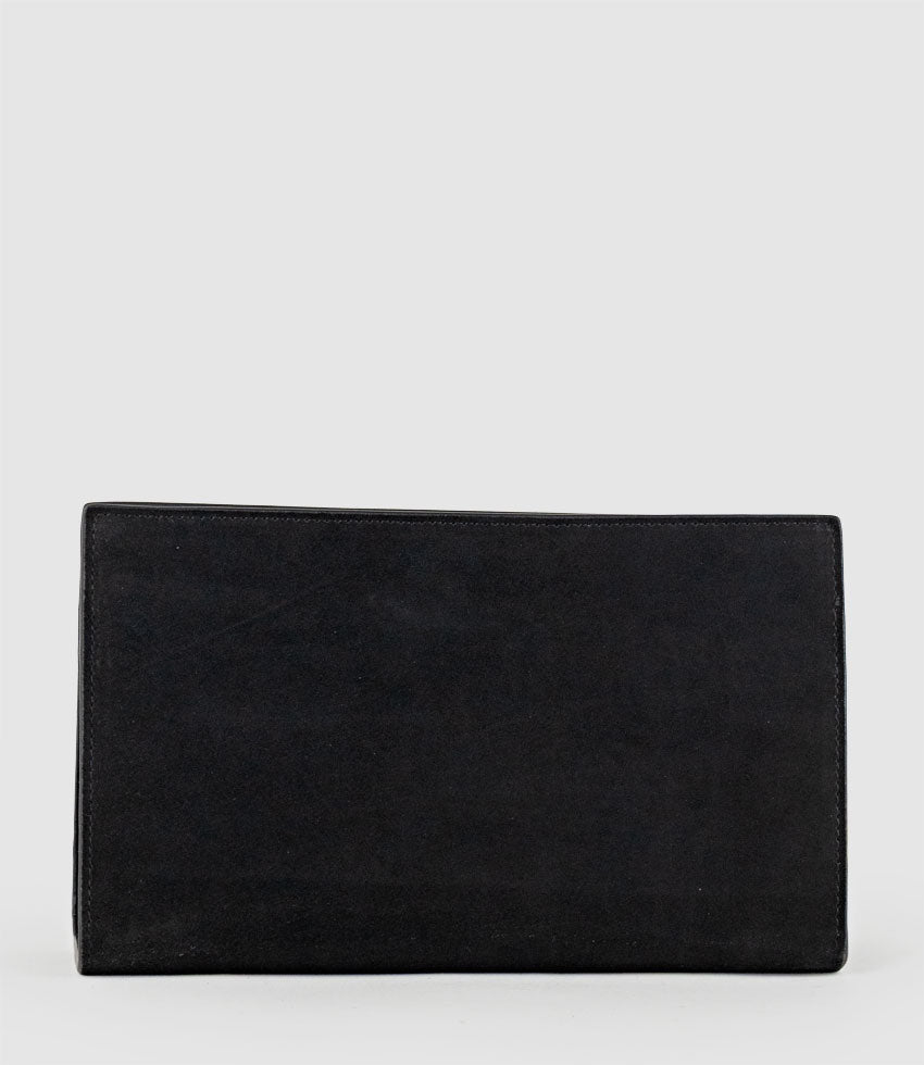 NAYLA Bag with Twist Hardware in Black Suede - Edward Meller