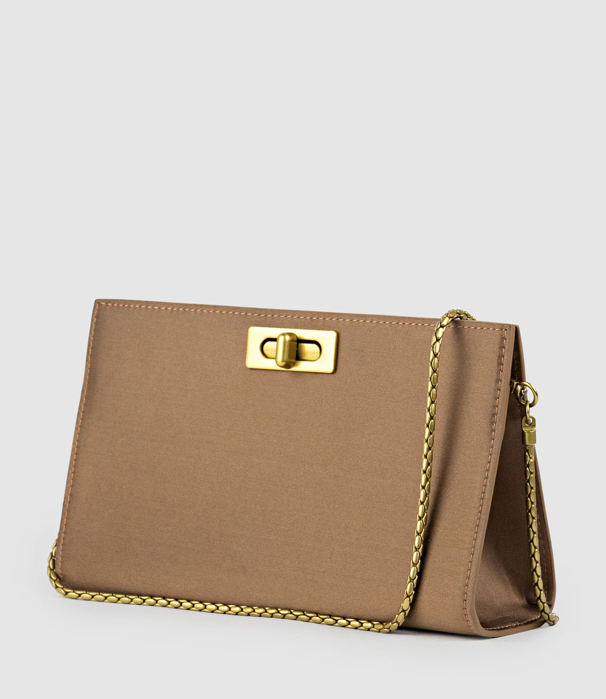NAYLA Bag with Twist Hardware in Bronze Silk - Edward Meller