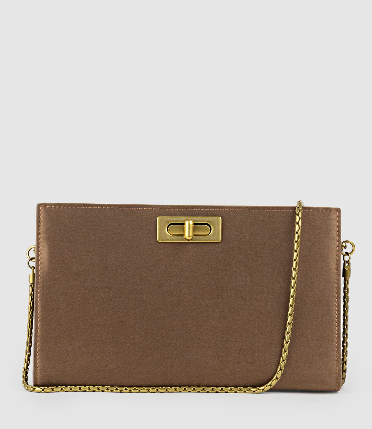 NAYLA Bag with Twist Hardware in Bronze Silk - Edward Meller
