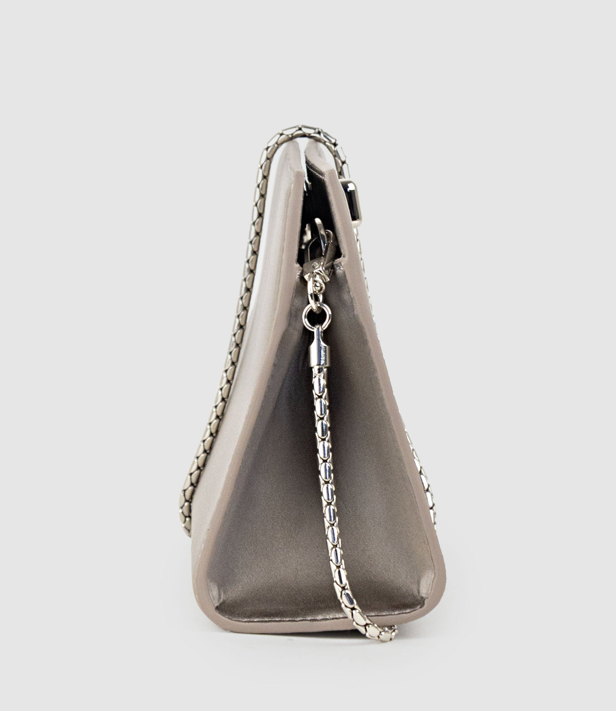 NAYLA Bag with Twist Hardware in Pewter Silk - Edward Meller