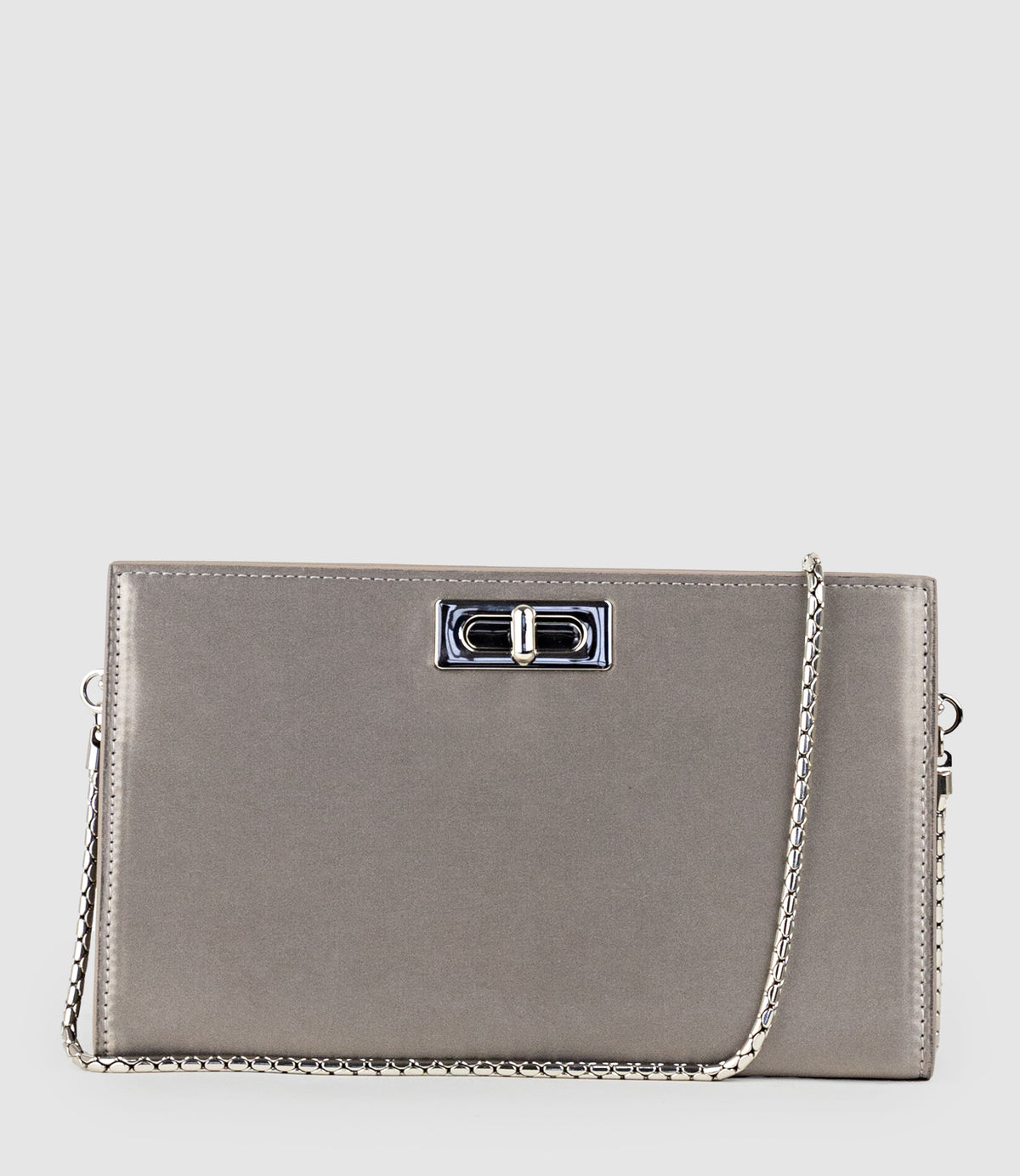 NAYLA Bag with Twist Hardware in Pewter Silk - Edward Meller