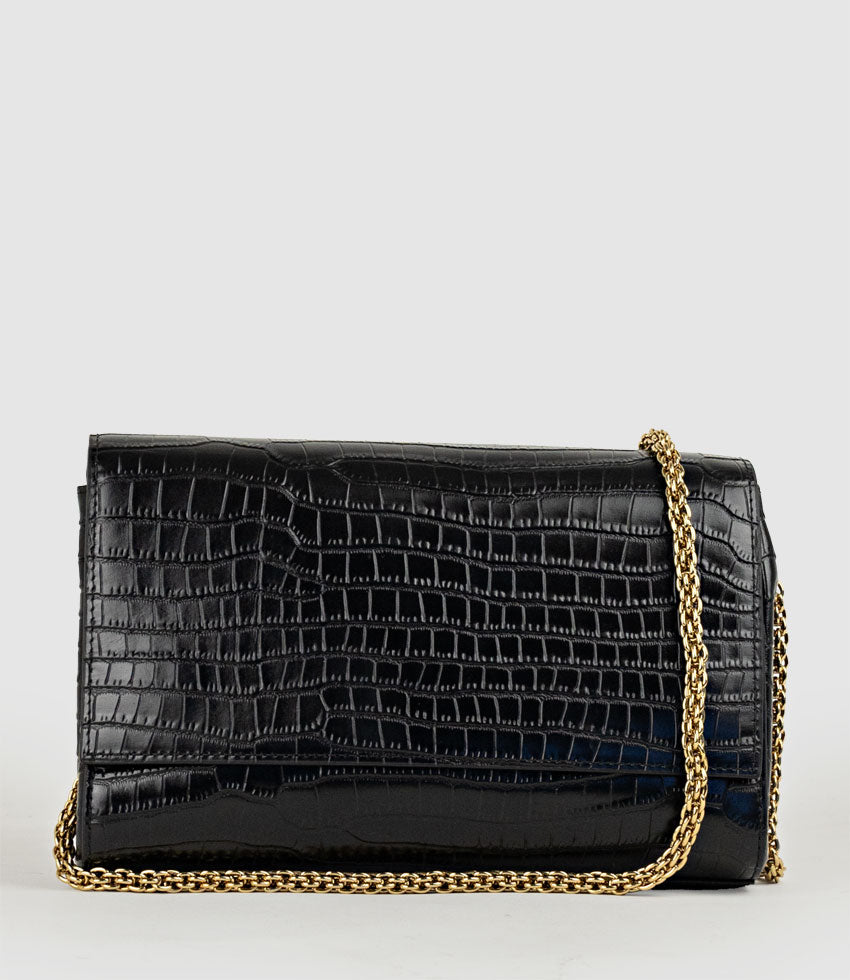 NIRIA Crossbody Bag in Black Croc - Edward Meller