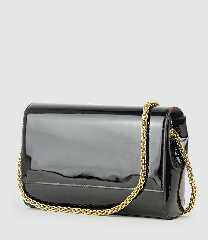 NIRIA Crossbody Bag in Black Patent - Edward Meller