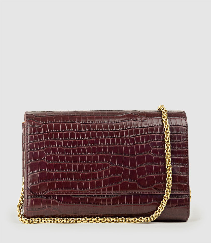 NIRIA Crossbody Bag in Burgundy Croc - Edward Meller