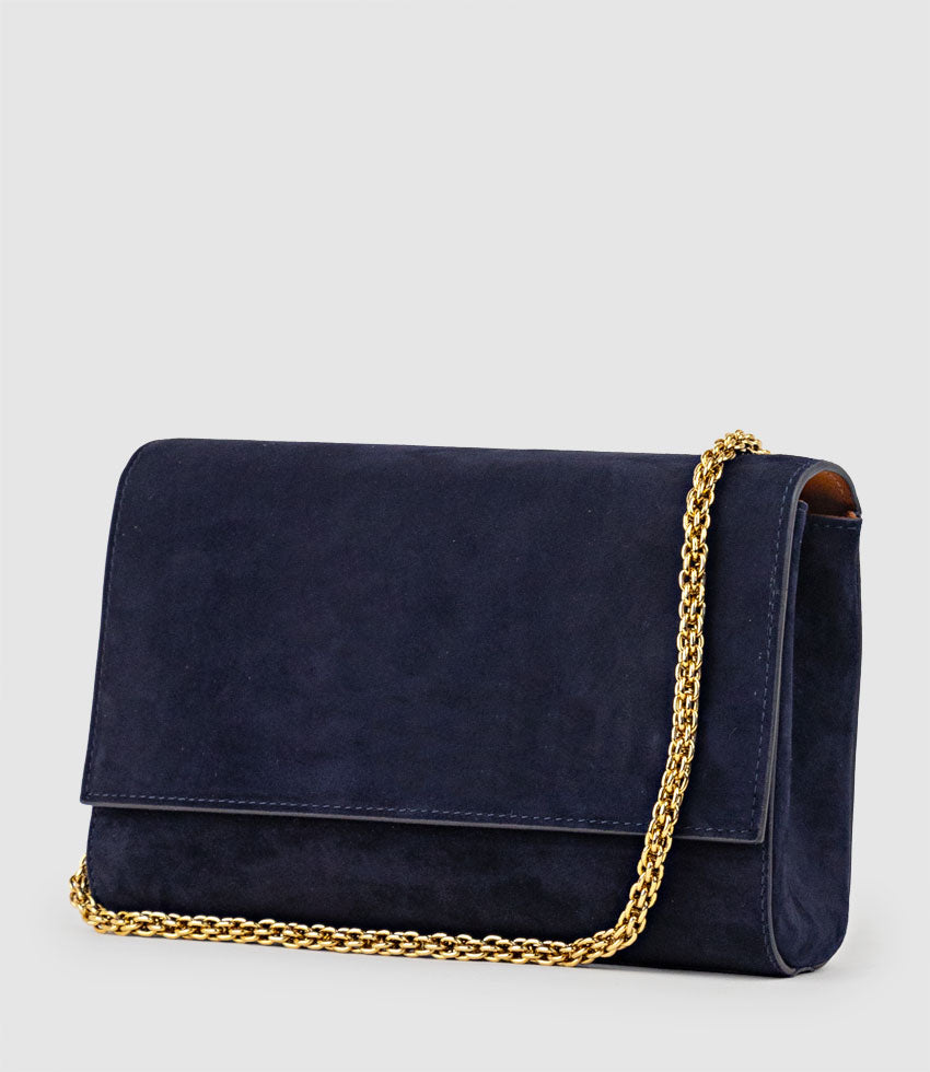 NIRIA Crossbody Bag in Navy Suede - Edward Meller