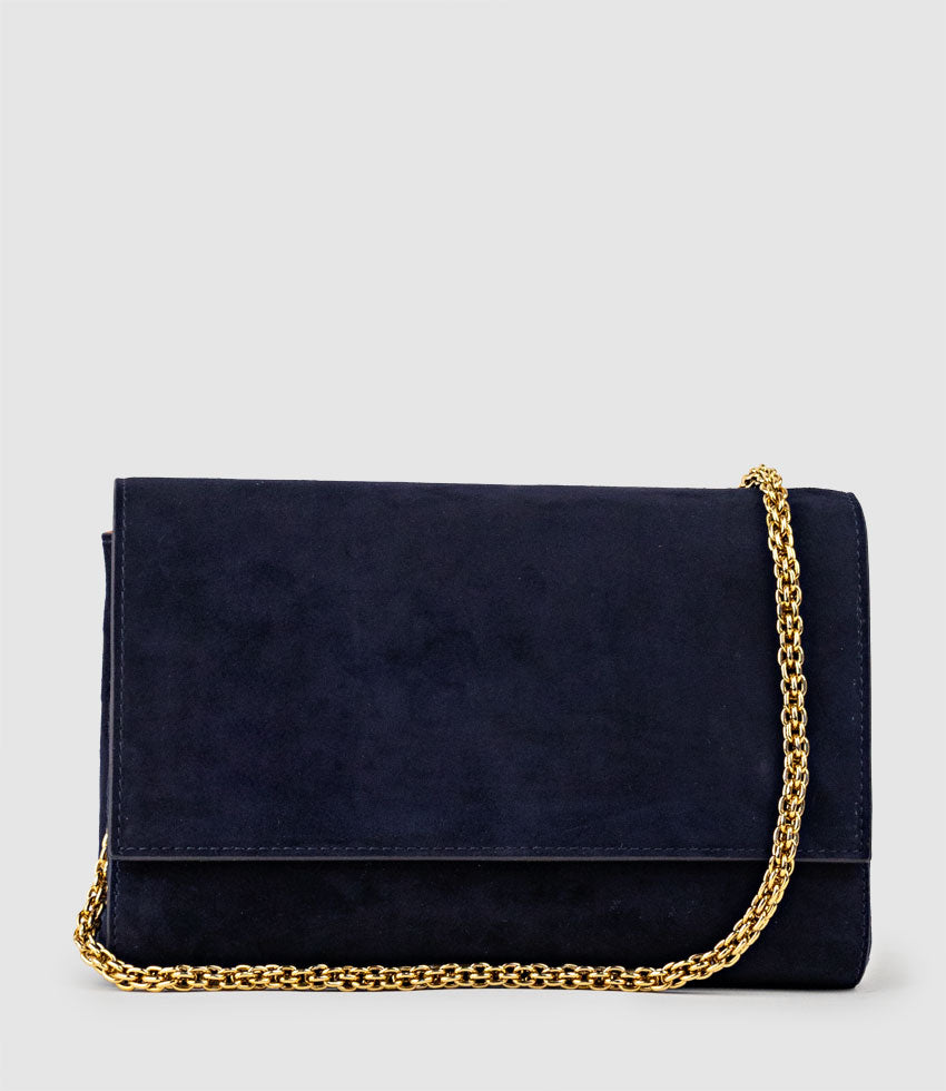 NIRIA Crossbody Bag in Navy Suede - Edward Meller