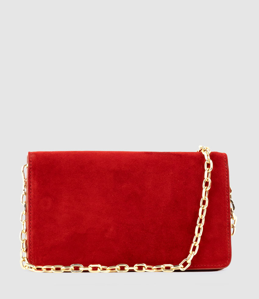 NYX Evening Bag in Cherry Suede - Edward Meller