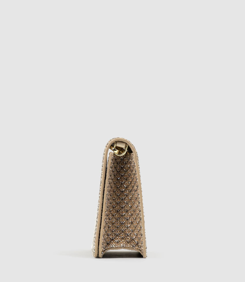 NYX Evening Bag in Copper Metallic Fabric - Edward Meller