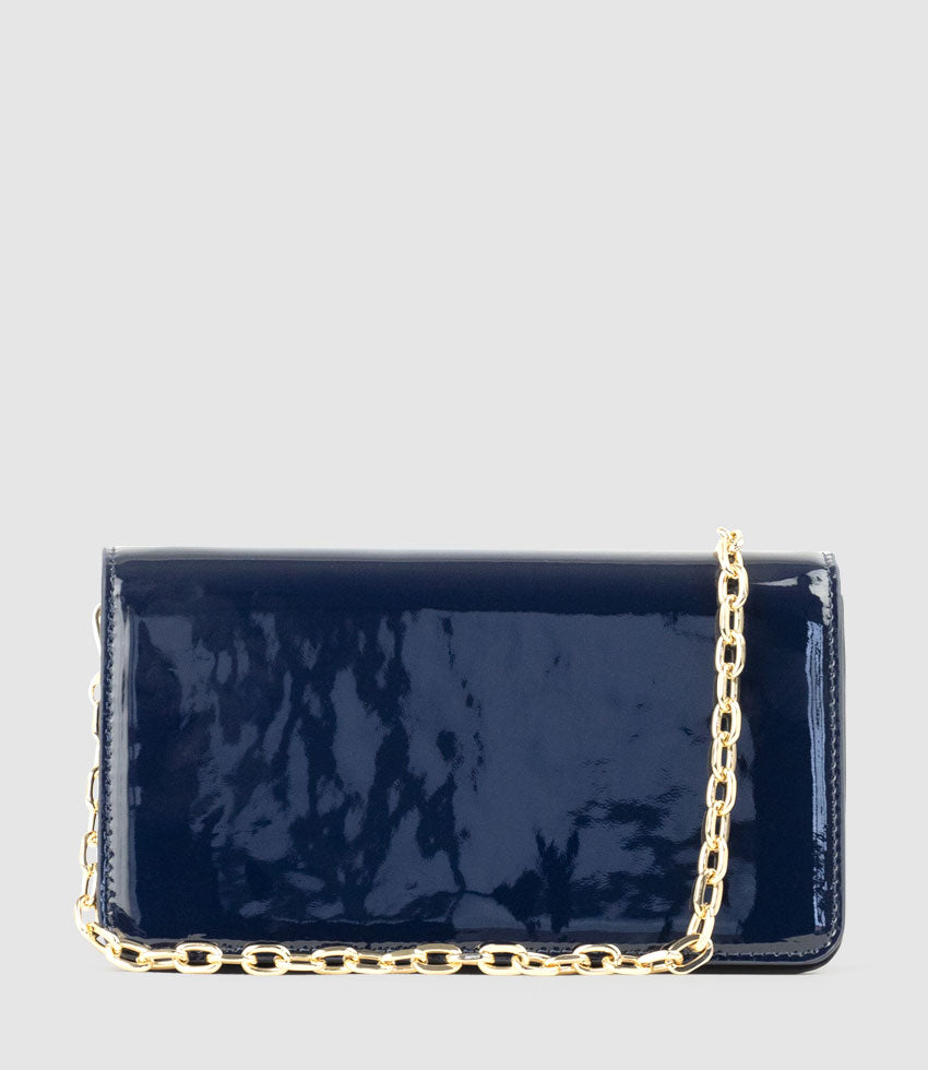 NYX Evening Bag in Navy Patent - Edward Meller