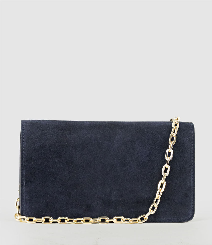 NYX Evening Bag in Navy Suede - Edward Meller