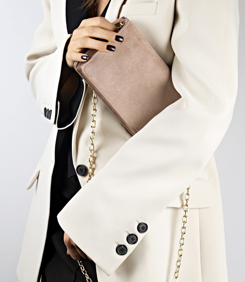 NYX Evening Bag in Nude Suede - Edward Meller