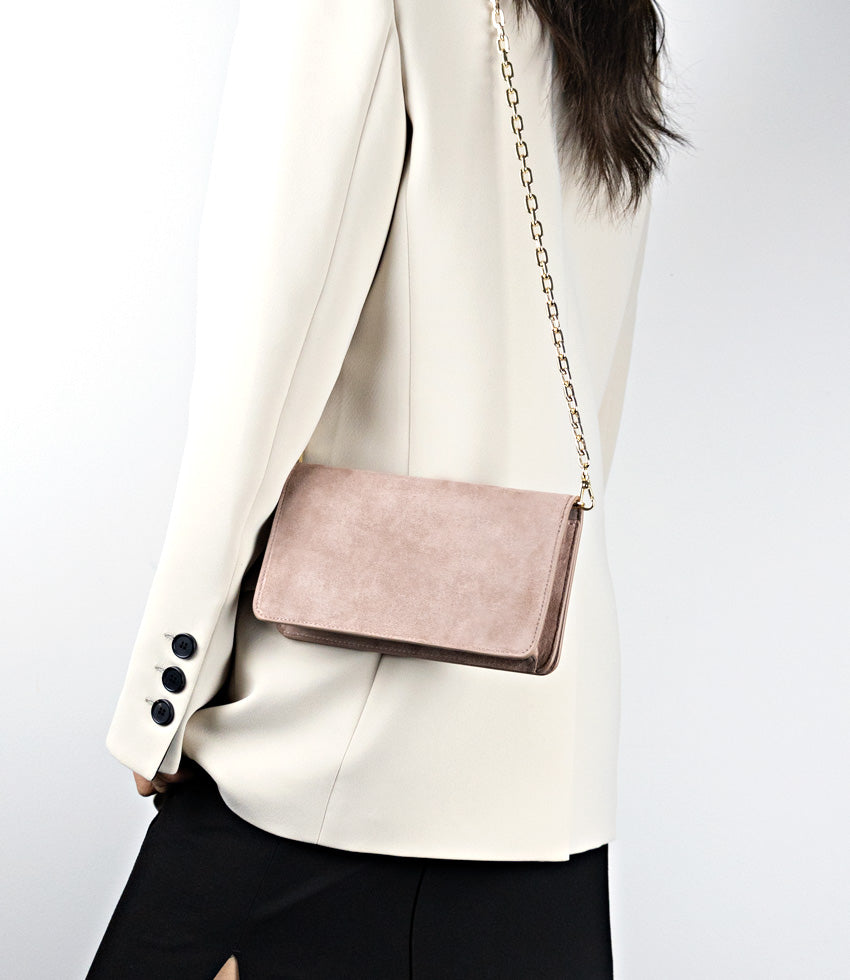 NYX Evening Bag in Nude Suede - Edward Meller