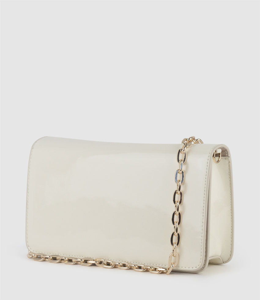 NYX Evening Bag in Offwhite Patent - Edward Meller