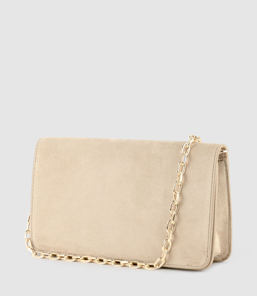 NYX Evening Bag in Sand Suede - Edward Meller