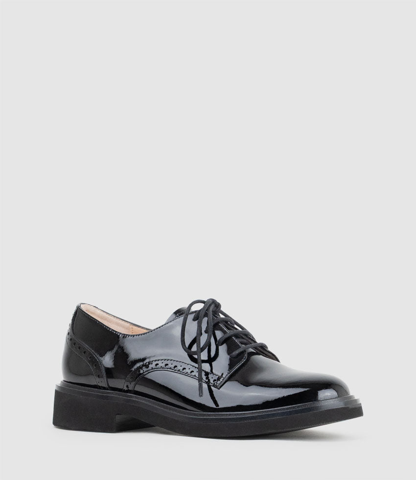 PAOLO Lace Up in Black Patent - Edward Meller