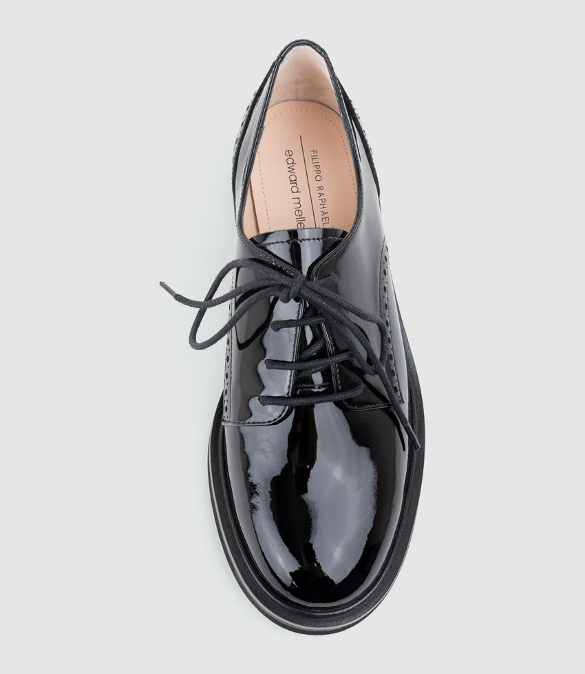 PAOLO Lace Up in Black Patent - Edward Meller