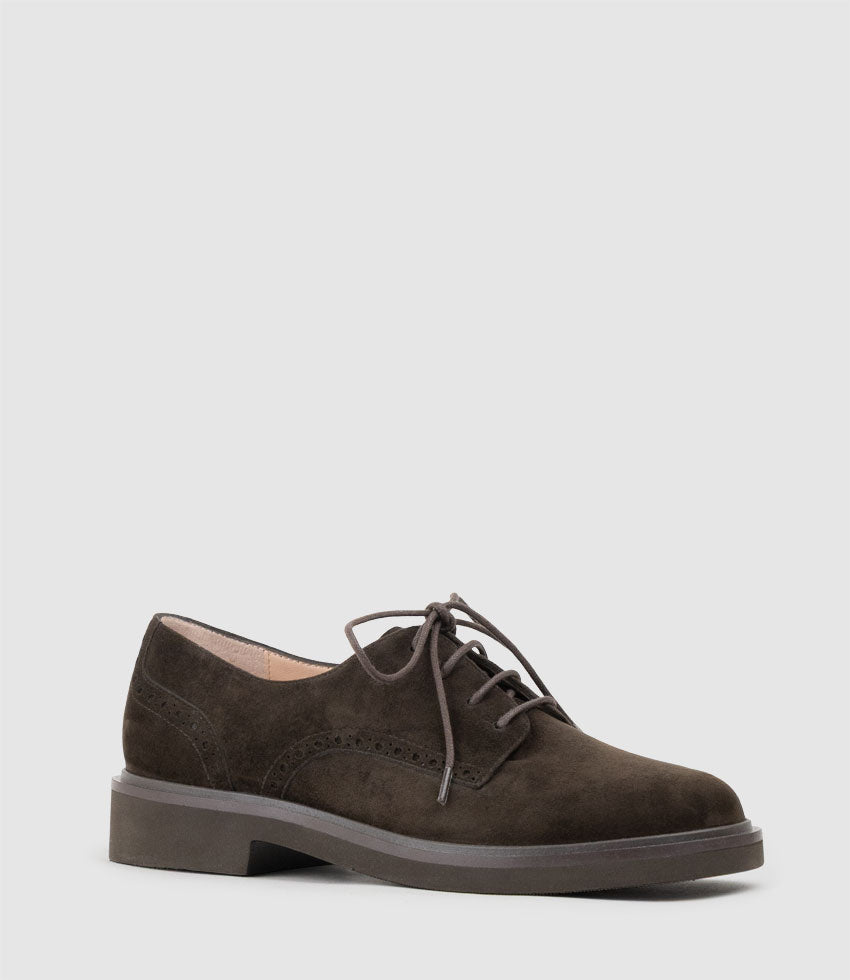 PAOLO Lace Up in Chocolate Suede - Edward Meller