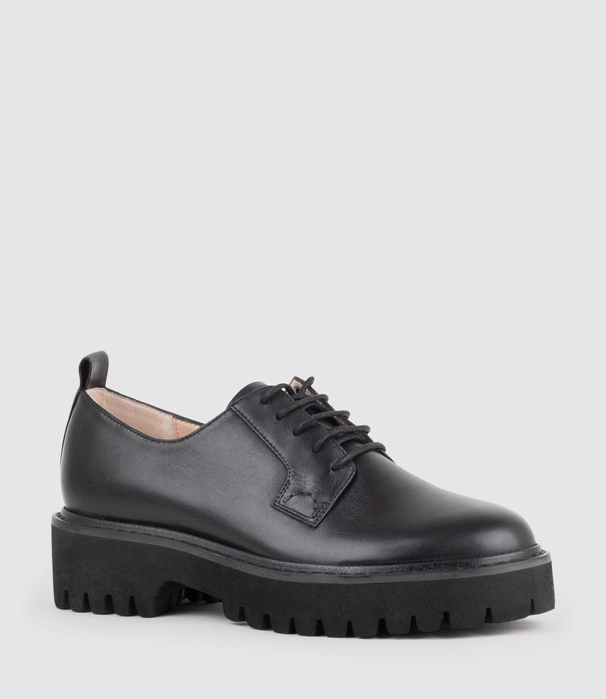 PATEO Lace Up on Chunky Sole in Black Calf - Edward Meller