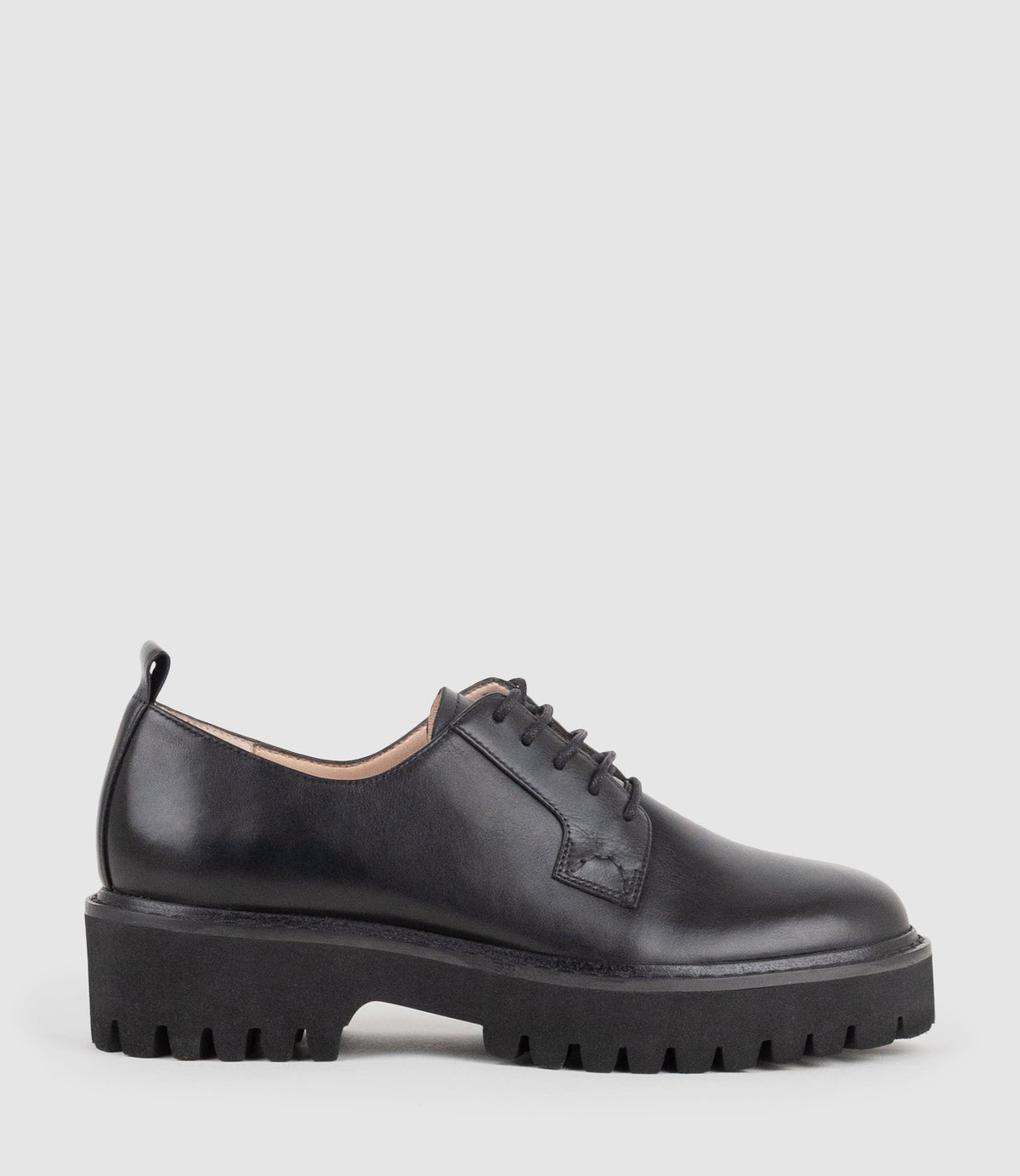PATEO Lace Up on Chunky Sole in Black Calf - Edward Meller