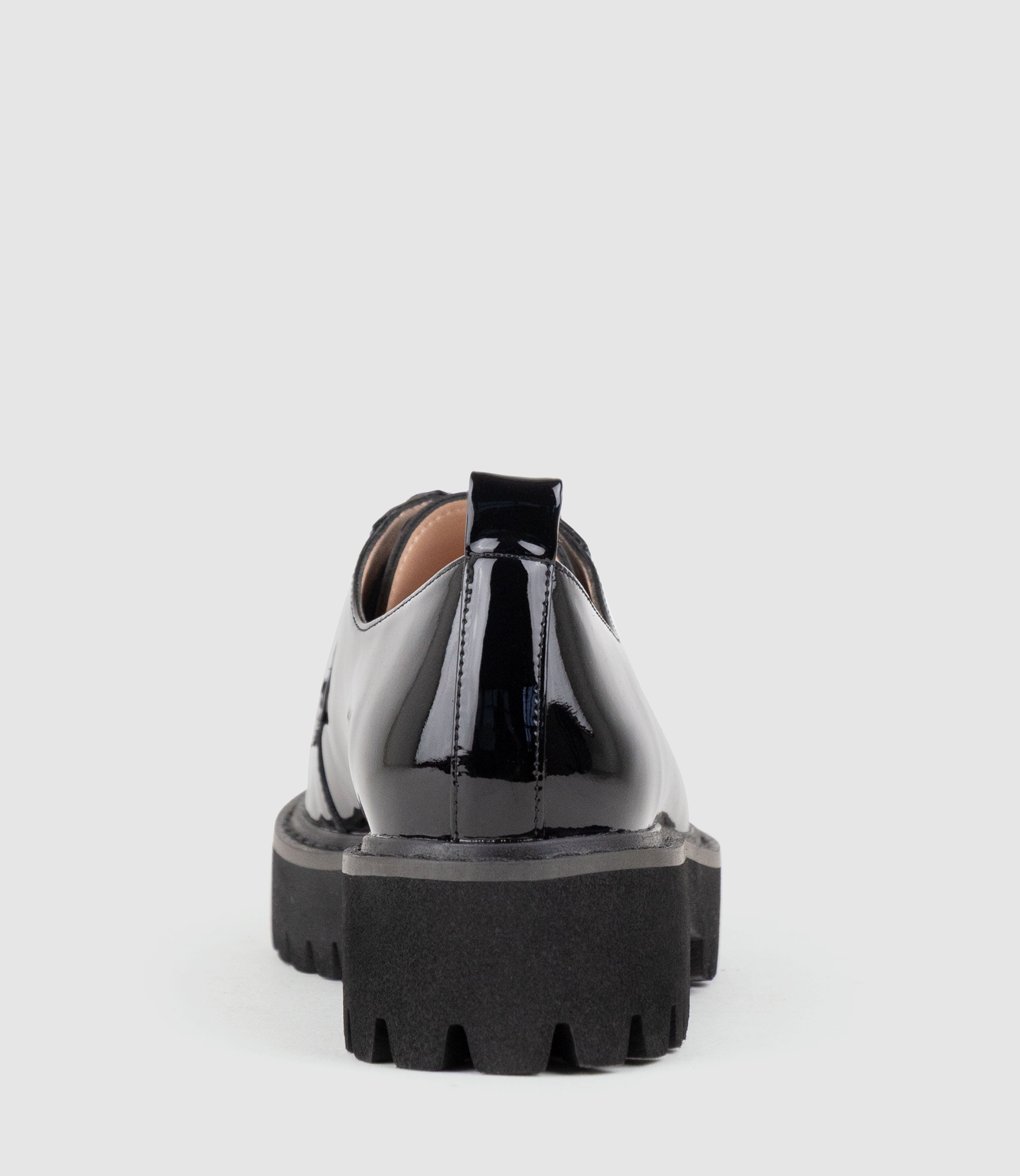 PATEO Lace Up on Chunky Sole in Black Patent - Edward Meller