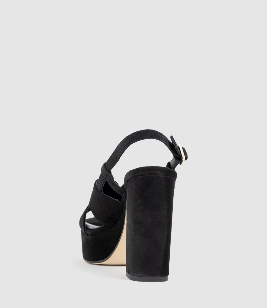 RASTINE115 Open Toe Platform Sandal in Black Suede - Edward Meller