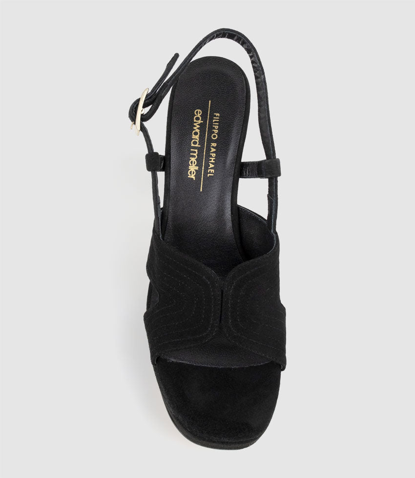 RASTINE115 Open Toe Platform Sandal in Black Suede - Edward Meller