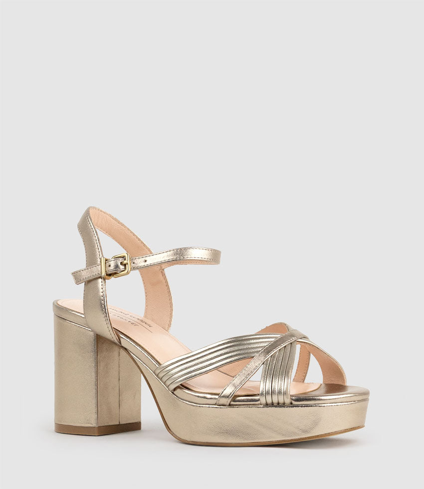 RAYNE80 Strappy Crossover Platform Sandal in Rosegold