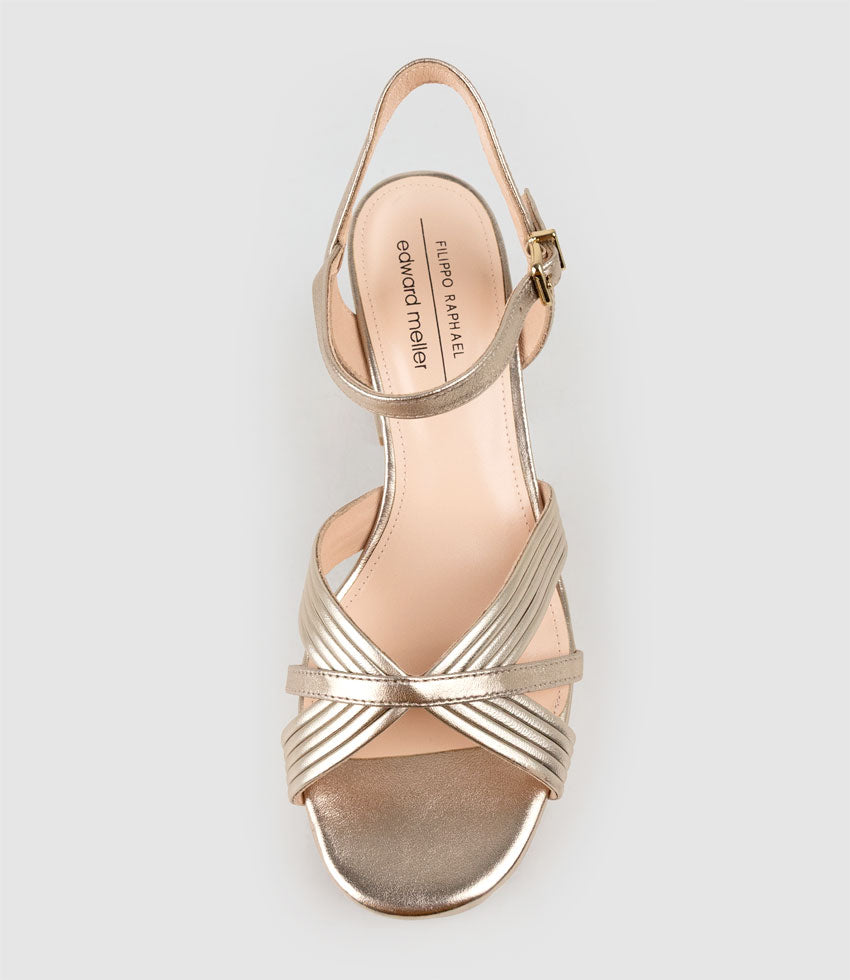 RAYNE80 Strappy Crossover Platform Sandal in Rosegold