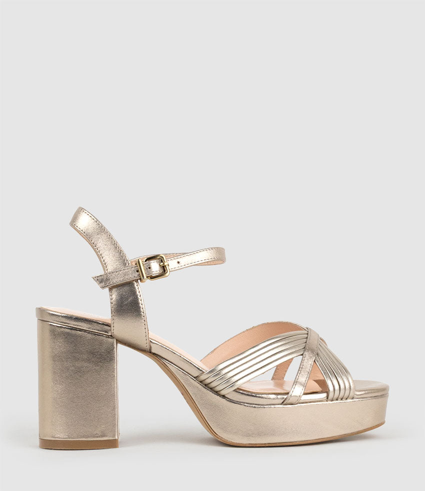 RAYNE80 Strappy Crossover Platform Sandal in Rosegold