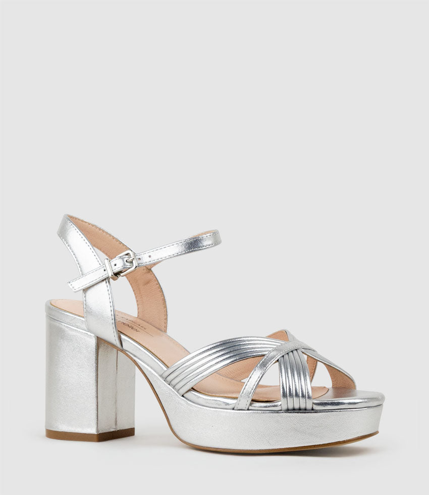 RAYNE80 Strappy Crossover Platform Sandal in Silver