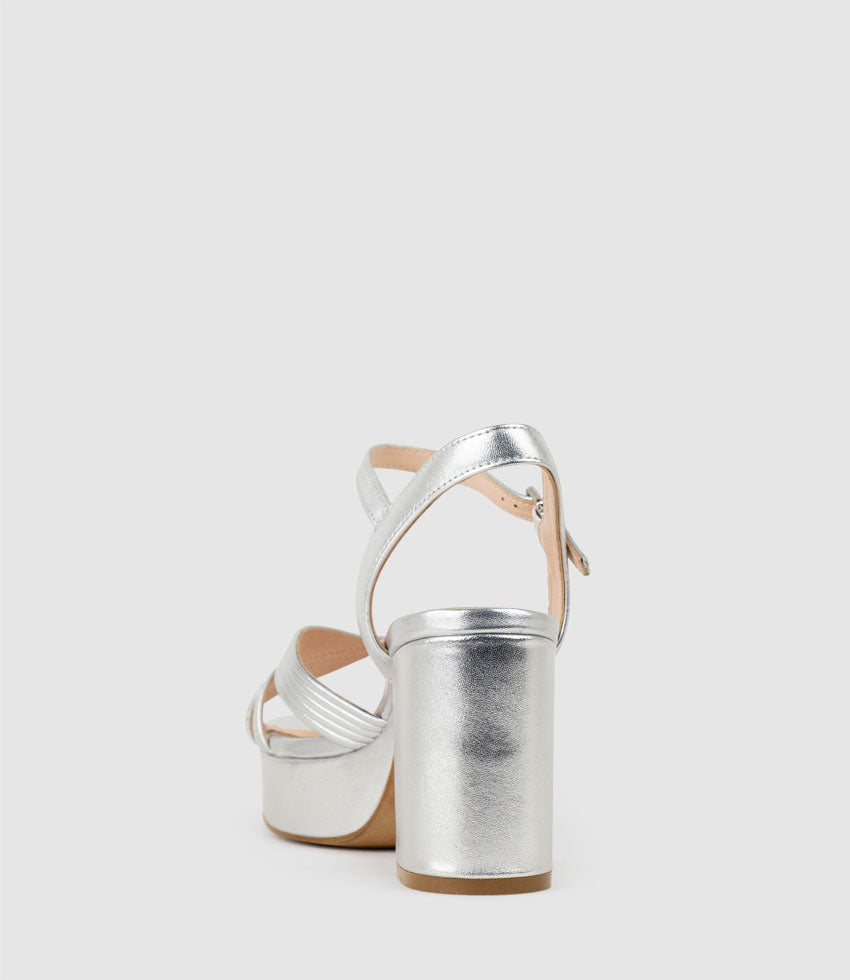 RAYNE80 Strappy Crossover Platform Sandal in Silver