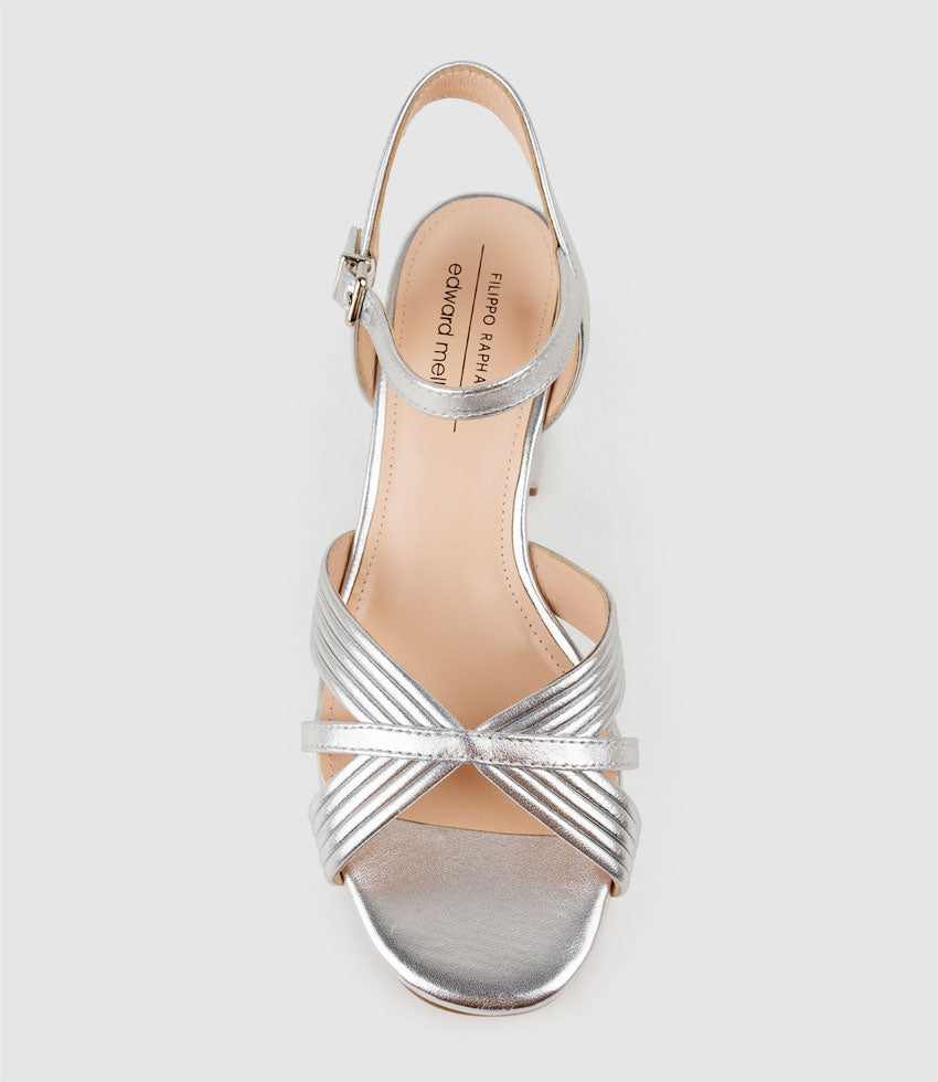 RAYNE80 Strappy Crossover Platform Sandal in Silver