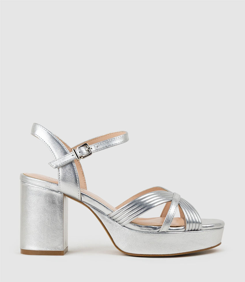RAYNE80 Strappy Crossover Platform Sandal in Silver