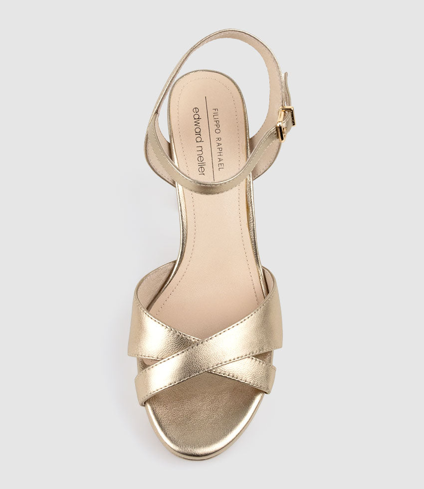 RENATA100 Crossover Platform Sandal in Rosegold - Edward Meller