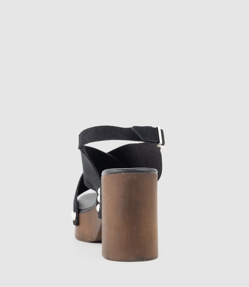 RENNA90 Clog Style Crossover Sandal in Black - Edward Meller