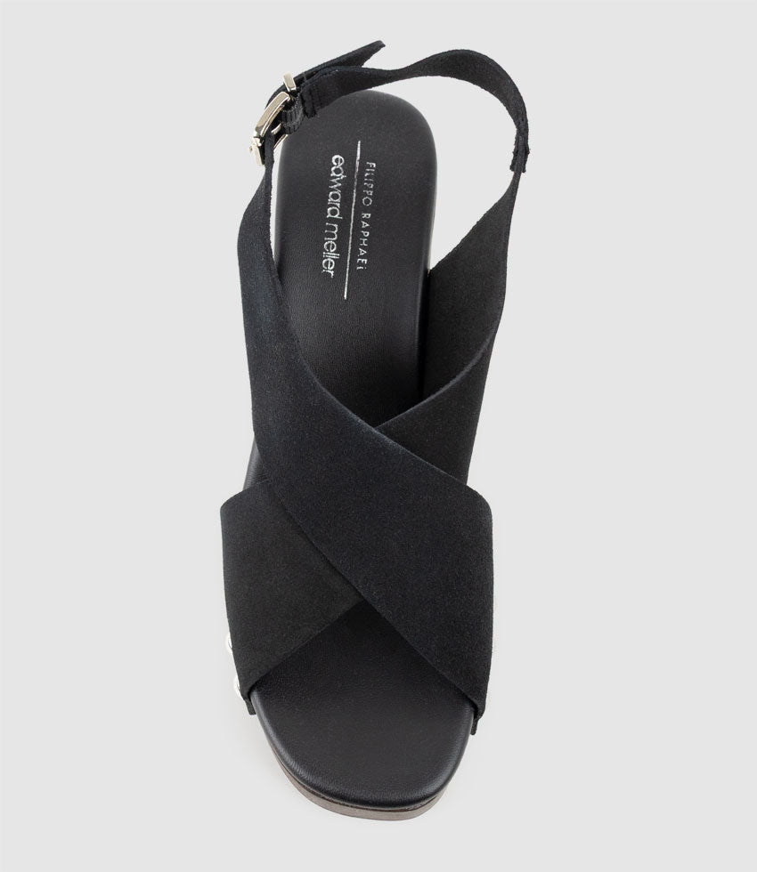 RENNA90 Clog Style Crossover Sandal in Black - Edward Meller