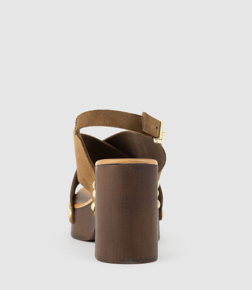 RENNA90 Clog Style Crossover Sandal in Taupe - Edward Meller