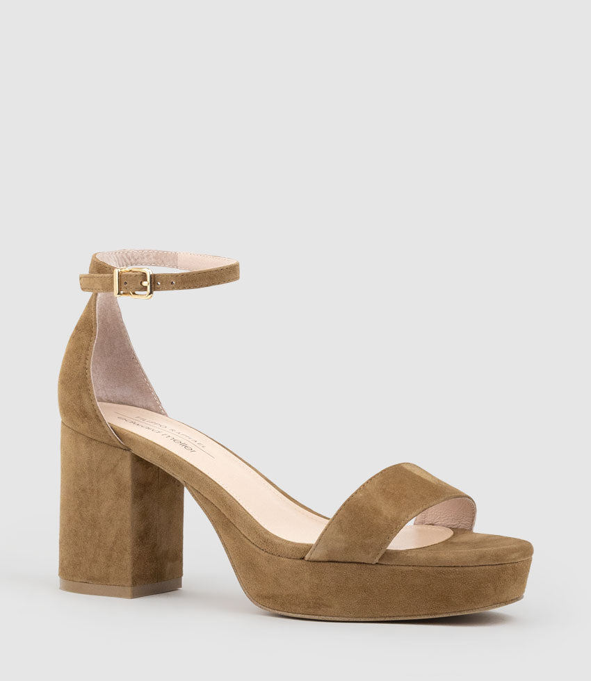 RESDIN80 Single Strap Platform Sandal in Tawny Suede - Edward Meller