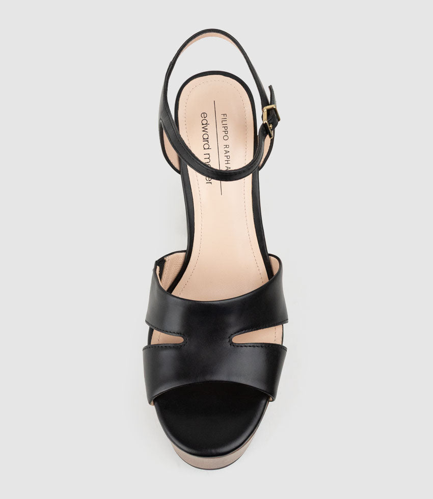 REY125 Platform Unit Sandal in Black Calf - Edward Meller