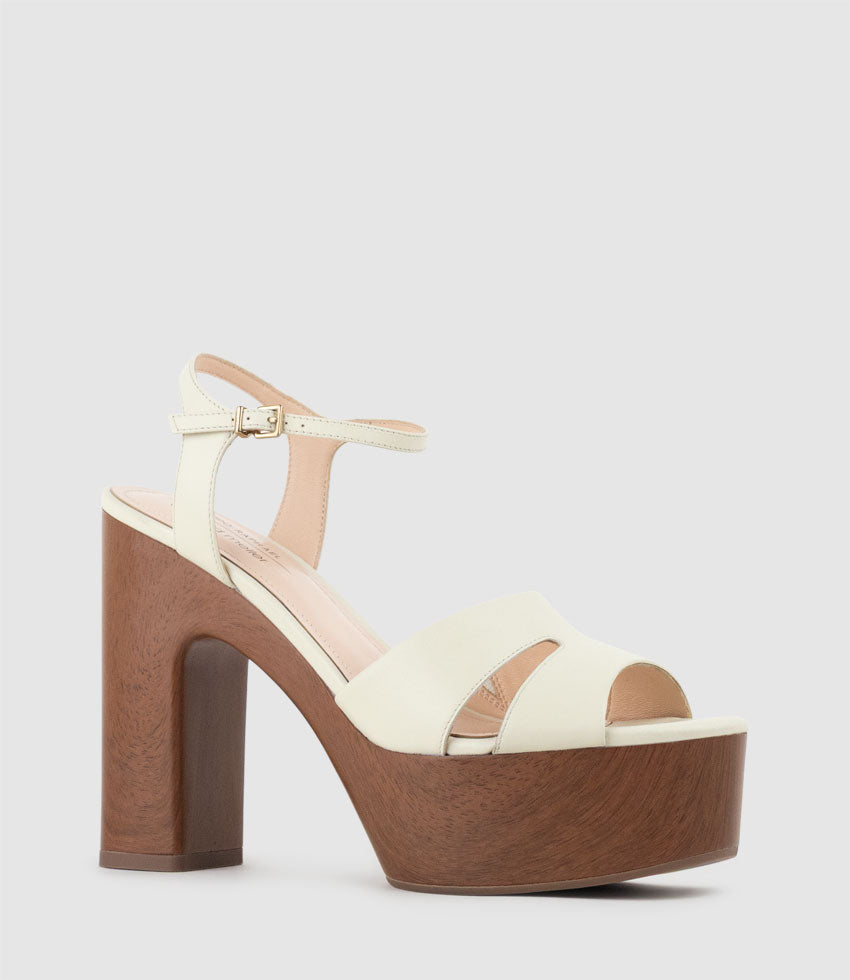 REY125 Platform Unit Sandal in Offwhite Calf - Edward Meller