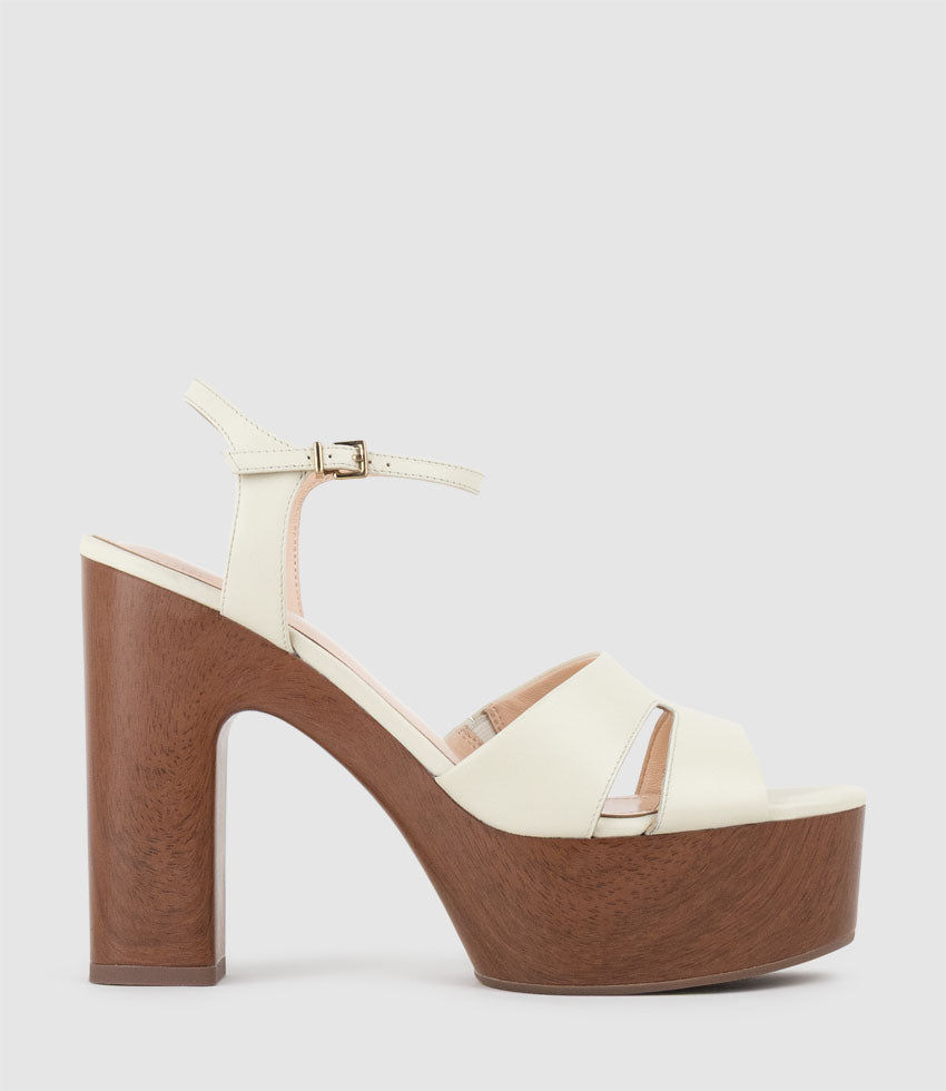 REY125 Platform Unit Sandal in Offwhite Calf - Edward Meller