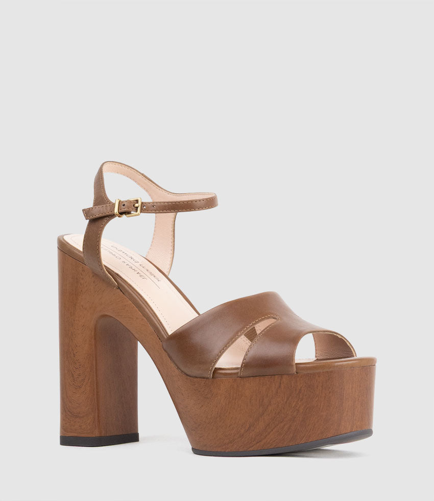 REY125 Platform Unit Sandal in Tan Calf - Edward Meller