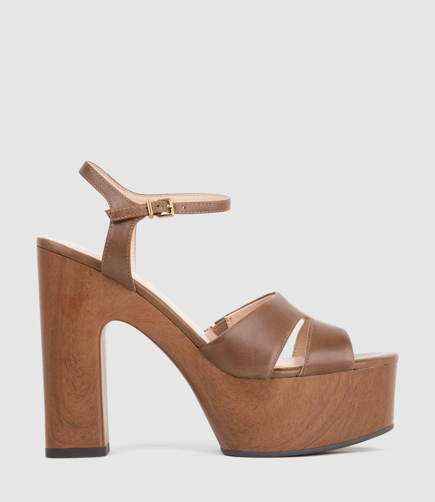 REY125 Platform Unit Sandal in Tan Calf - Edward Meller