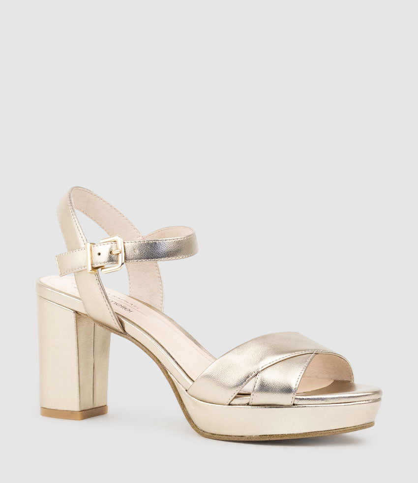 ROWAN80 Asymmetrical Platform Sandal in Rosegold - Edward Meller
