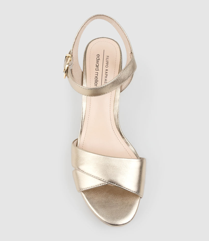 ROWAN80 Asymmetrical Platform Sandal in Rosegold - Edward Meller