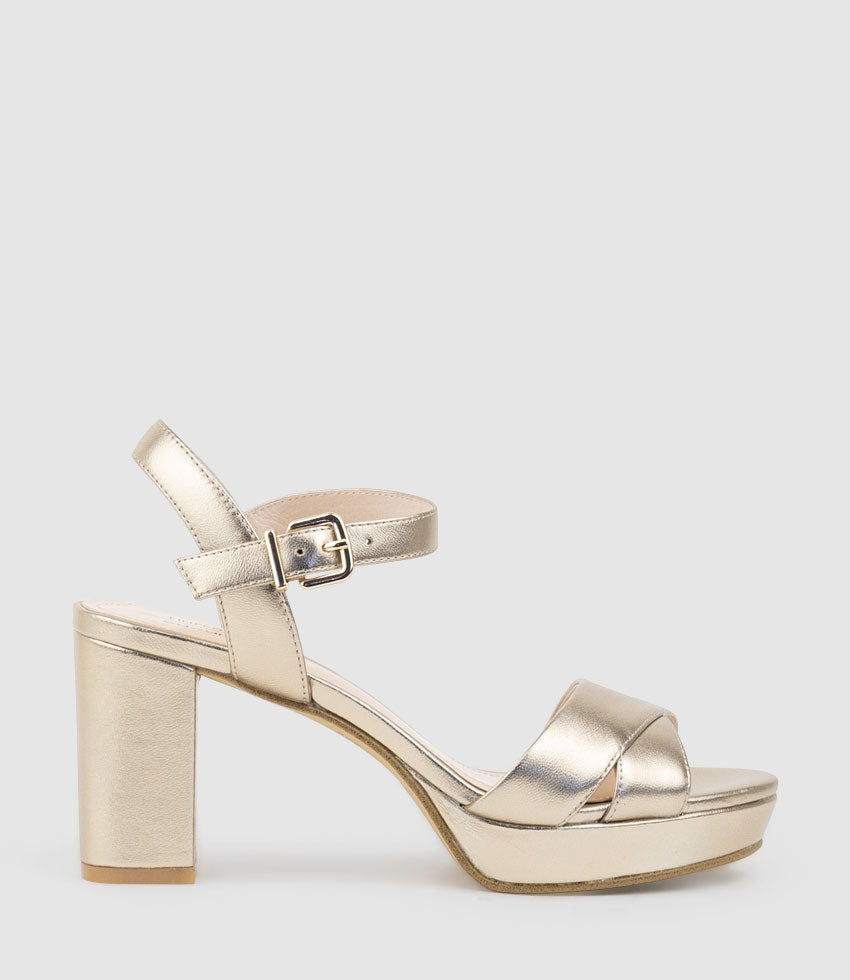 ROWAN80 Asymmetrical Platform Sandal in Rosegold - Edward Meller