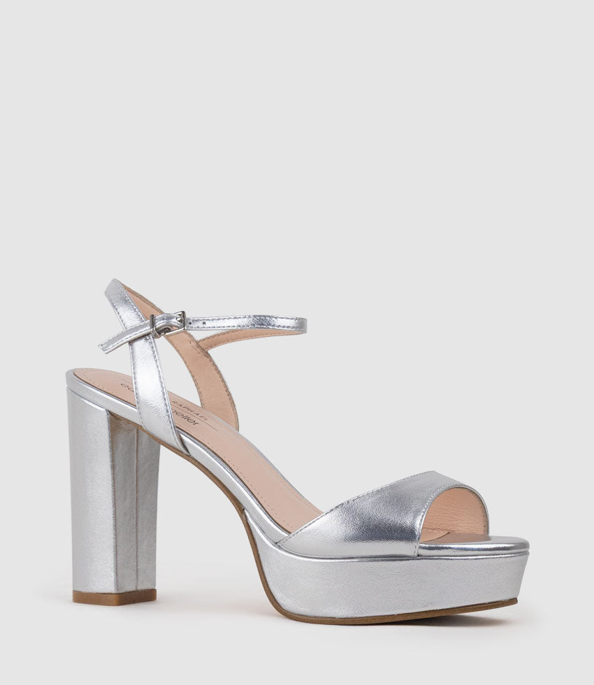 ROYAL100 Platform Sandal in Silver - Edward Meller